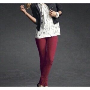 Cabi Womens Skinny Pants Red Mid Rise Stretch Corduroy Pockets Cotton Blend 4
